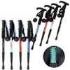 Cly Duralumin hiking stick, straight T-shaped stick, cane, easy portability, 4-stage foldable stick 4-stage T-stick (red) 2ea