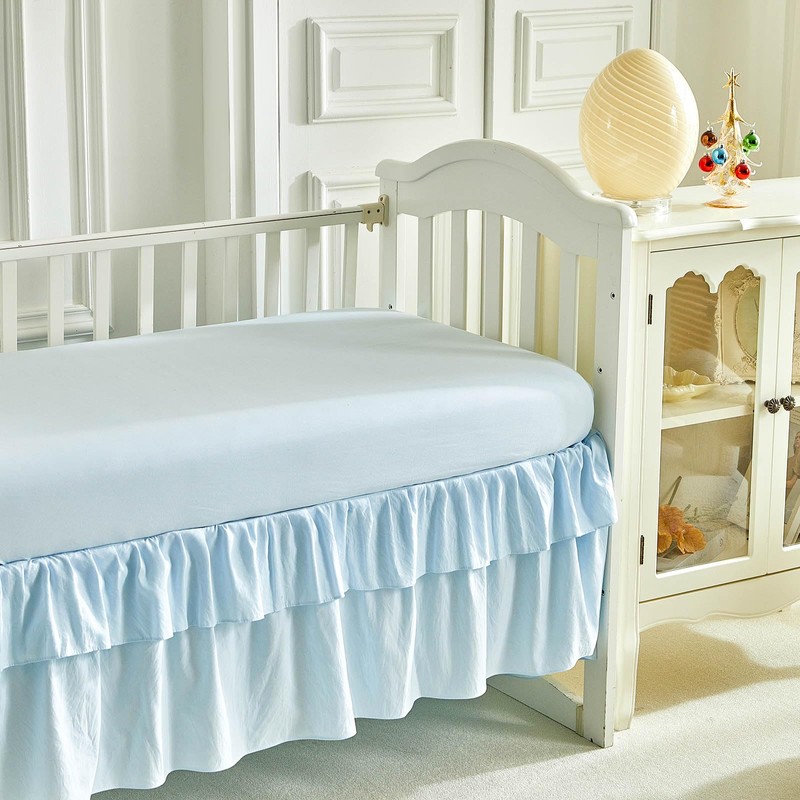 Patchwork Crib Bedding Set Blue Ocean Plaid Design 3 Pieces
