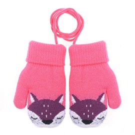 AIDIER Baby Boys Girls Winter Knitted Gloves Warm Fleece Lined Gloves for Children 0-3 Years, Dark pink