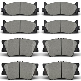 ALADICHE Pastillas de freno delanteras traseras de cerámica compatibles con 2013-2018 LEXUS ES300h, 2007-2018 LEXUS ES350, 2007-2017 TOYOTA Camry, 2008-2018 TOYOTA Avalon