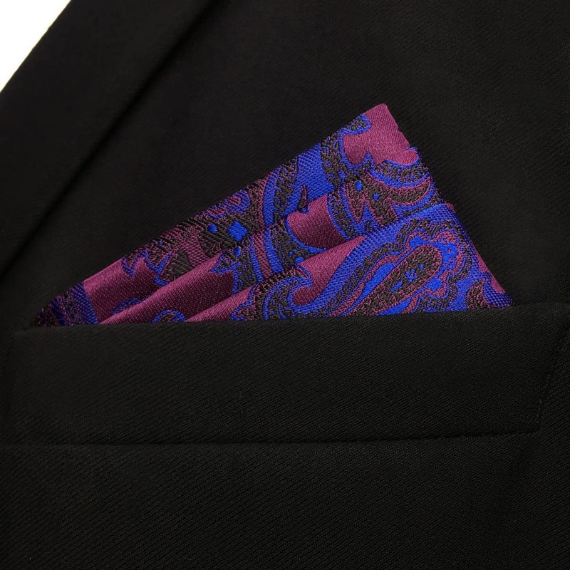 SHLAX&WING Men's Purple Abstract Silk Pocket Square, KH13