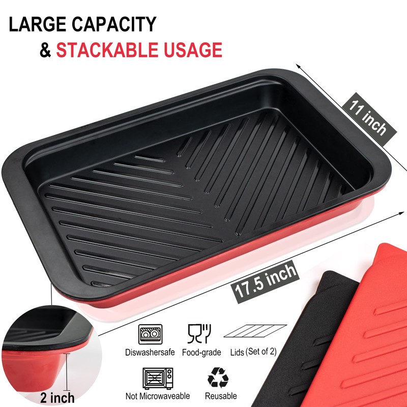 Czlizdyt Deep Grilling Prep and Serve Trays with lid, BBQ