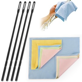 CONLI Flute Cleaning Kit with 4 Flute Cleaning Rod and 8 Flute Cleaning Cloth, Cleaning Kit Flute Swab Flute Polishing Cloth for Musical Instruments Polishing and Cleaning