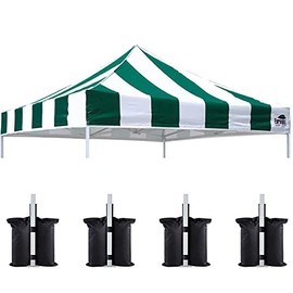 Eurmax USA New 10x10 Pop Up Canopy Replacement Canopy Tent Top Cover, Instant Canopy Top Cover ONLY, Choose 30 Colors,Bonus 4PC Pack Weight Bag (Stripe Green)