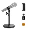 2 In 1 Desktop Microphone Stand, Upgraded Metal Round Base