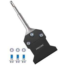 SDS Plus Floor Scraper with Spare Bolts and Nuts, Firecore 4 Inch x 10 Inch Rustproof Tile Removal Tool Thinset Remover Chisel Bits for Rotary Hammer Drill, Flooring Adhesives Remover FS23410B