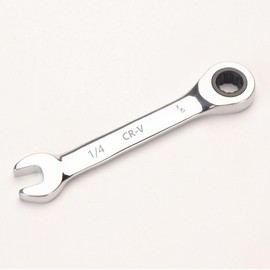FLZOSPER 1/4-inch SAE Stubby Box End Head Geared Wrench, 72-Tooth Ratcheting Combination Wrench Spanner