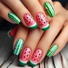 Summer Press on Nails Watermelon Stick on Nails Medium Square