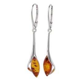 Sterling Silver and Baltic Honey Amber Dangling Earrings"Angela"