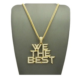 Shiny Jewelers USA MENS ICED OUT GOLD HIP HOP WE THE BEST PENDANT BOX, ROPE, CUBAN CHAIN NECKLACE (Cuban chain)