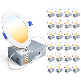 Ensenior 24 Pack 4 Inch Ultra-Thin LED Recessed Ceiling Light with Junction Box, 2700K-5000K Selectable, 9W 75W Eqv, Dimmable Can-Killer Downlight, 750LM High Brightness - ETL Certified