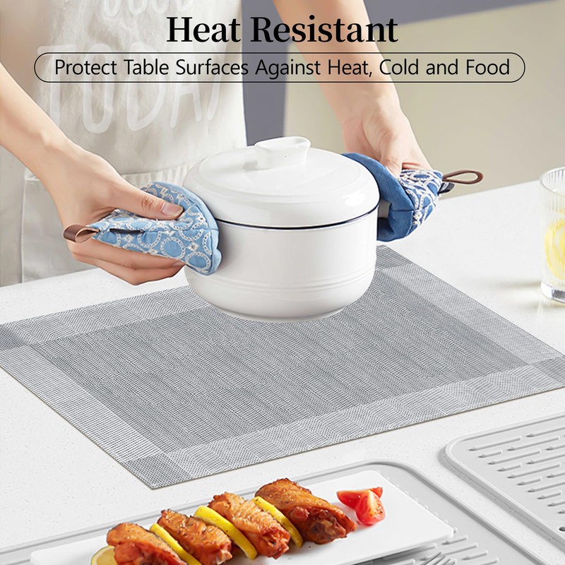 Bloss Placemats Set of 4, Linen Woven Place Mats for