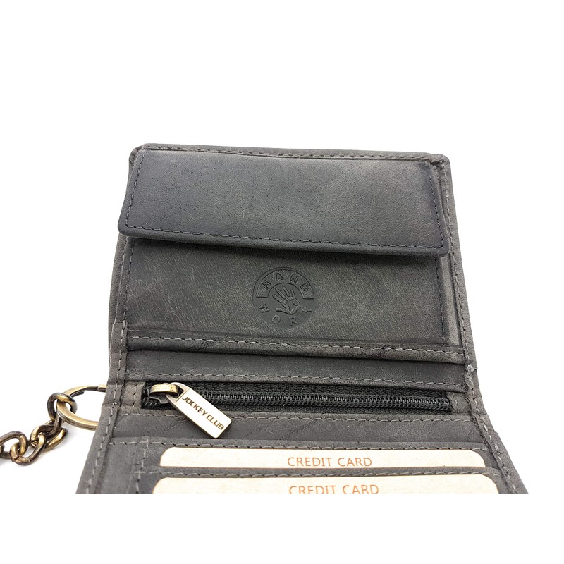 Jockey Club Biker Wallet with Chain, Natural Hunter Skin Leather