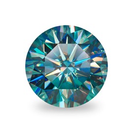 GIGAJEWE Moissanite Blue Green Color Loose Stone 8.0mm 2.0ct VVS1 Round Excellent Cut Gemstones For Jewelry Making With GRA Certificate