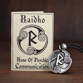 Raidho Raido Rune of Psychic Communication Necklace - Elder Futhark Jewelry