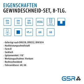 Professional Cutting Machine Tap Drill Bit Set, Hss-G, GSR 17, Form B M3-M12 with Hole Drill Bit