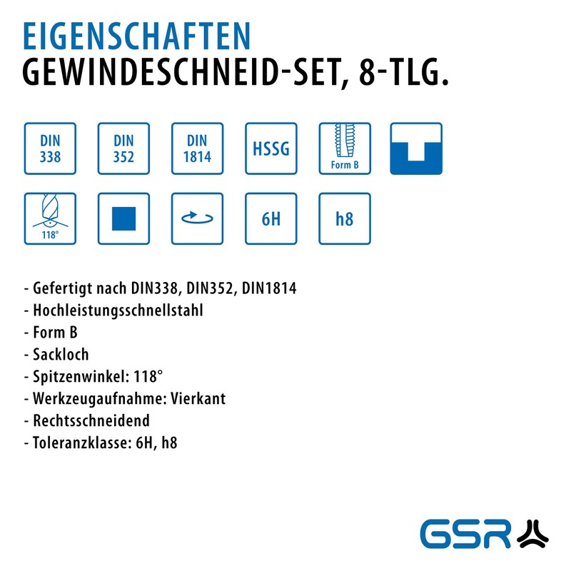 Professional Cutting Machine Tap Drill Bit Set, Hss-G, GSR 17,
