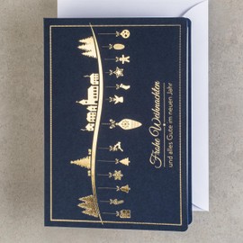 Art ACH001 Nuvo - Exclusive Christmas Cards No. 6 - Set of 10 Same Cards, 120x170mm, Gold Plated Embossed Christmas Motifs - Made Decoration Paper and Coloured Paper Inserts