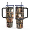 Book Lovers 40Oz Cat Tumbler with Handle and Straw, Stainless