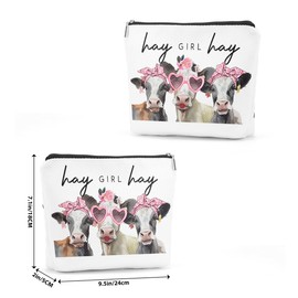 Cow Gifts Funny Western Makeup Bag Cow Print Stuff Cowgirl Cosmetic Bag for Women Cow Lovers Girl Daughter Niece Country Stuff Cow Western Gifts Travel Organizer Mothers Day Graduation Birthday Gifts