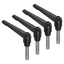 QUARKZMAN 4pz Maniglie a Leva di Serraggio, M12 x 50mm, Maschio Filettato in Acciaio Inossidabile 304, Maniglie Regolabili con Pulsante di bloccatoggio a Scatto, Pomelli a Bullone, Nere