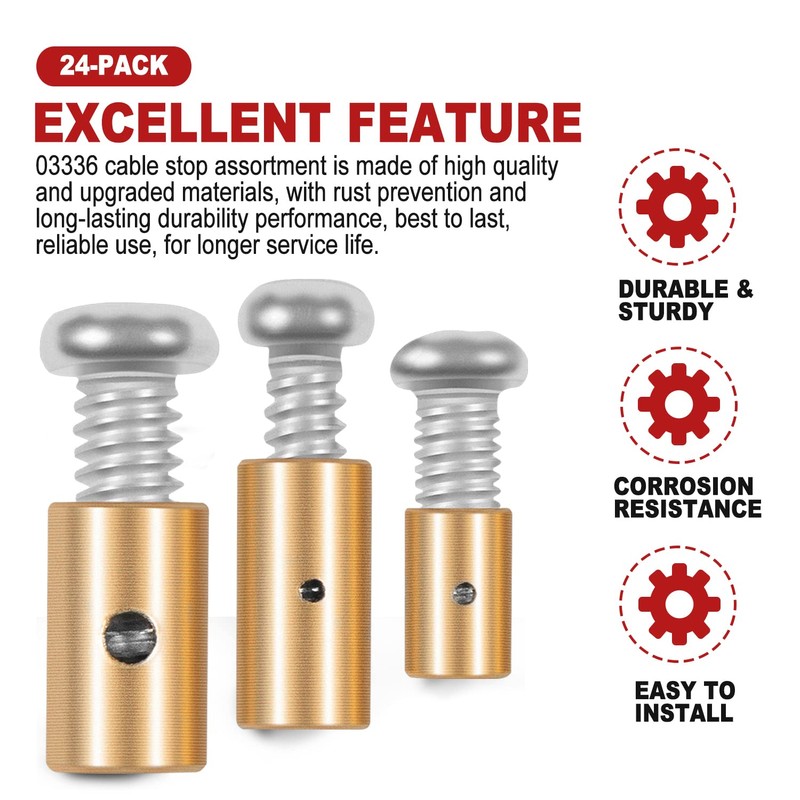 03336 Cable Stop Assortment, 24-Pack Universal Fit, Used on Control