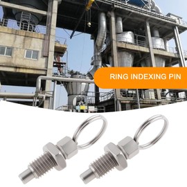 Micro Traders 2PCS Spring Plunger with Pull Ring M10 Quick Release Pin Stainless Steel Non-Locking Type Stubby Hand-Retractable Spring Plunger for Industrial Equipment