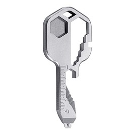 ieron 1pc 24-in-1 Multi-Tool Key Stainless Steel Portable Tool Keychain - Mini Multi-Tool Key for Men, Husband, Dads, Employees - Silver