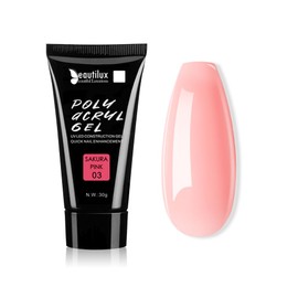 beautilux Sakura Pink Poly Nail Gel for Nails Extension, Quick Extention Poly Nail Gel Strengthener, 30ML/1fl.oz Pretty Color Long-Lasting and Easy to Use for DIY Salon