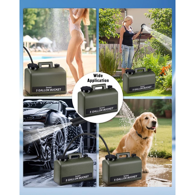 Spopal Portable Shower for Camping with 5-Gallon Water Jug, 10000mAh