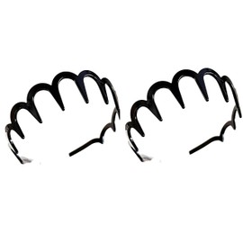 ZOONAI 2 Pcs Zig Zag Headbands for Women Men Girls, Fashion Plastic Hairbands with Teeth Non Slip Sharks Tooth Hair Comb Headbands Hair Hoop Accessories (Black, One Size)