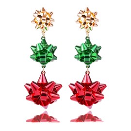 Christmas Earrings for Women Christmas Stocking Stuffers Xmas Jewelry Red Green Festive Drop Dangle Earring Studs Christmas Outfits Holiday Earring A-Gold