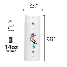 Elemental Iconic Kids Water Bottle with Straw Lid & Charms Strap, Leak-Proof When Closed, Triple Insulated Stainless Steel Reusable Water Bottle - 14oz, White