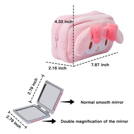 U-CHYTY Cartoon Makeup Bag Anime Plush Cosmetics Case Pink Kitty Pencil Case Kitty Capacity Bag for Women Girl, Bag-02, Fashion