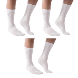 3 pares de calcetines con puntera dividida más gruesa, deportivos o informales, algodón blanco, White Solid Crew, Large