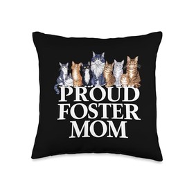 Womens Cute Cat Adoption Proud Foster Mom Fostering Kittens Throw Pillow