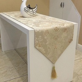 Itisyou Table Runner, Table Center Cloth, Modern, Interior, Embroidery, Stylish, Scandinavian, with Tassels, 70.9 x 12.6 inches (180 x 32 cm)
