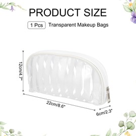 PATIKIL Clear Makeup Cosmetic Bag, 8.6"x4.7"x2.3" Transparent PVC Travel Toiletry Bag Waterproof Vinyl Organizer Makeup Pouch with Zipper for Women Men Airport Airline, White