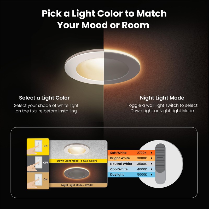 Feit Electric 4" LED Canless Recessed Downlight with Night Light