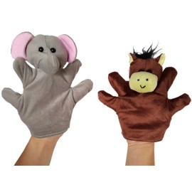 Velour Animal Hand Puppets, Soft Animal Hand Puppets for Children