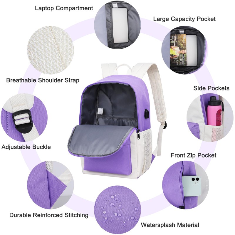 SAMIT Anime Luminous Backpack with USB Charging Port Anti Theft