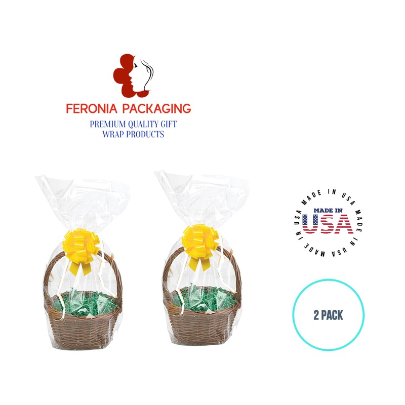 Feronia Packaging Gift Wrap Round Bottom Cellophane Bags 2 Pack
