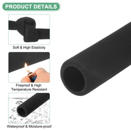 M METERXITY Pipe Insulation Foam Tube, 24mm ID 34mm 1-1/4" OD 496mm Length, Soft Flexible Foam Tubing Pipe Foam Insulation for Handle Grip Support/Guitar Stand/Roof Racks [Black]