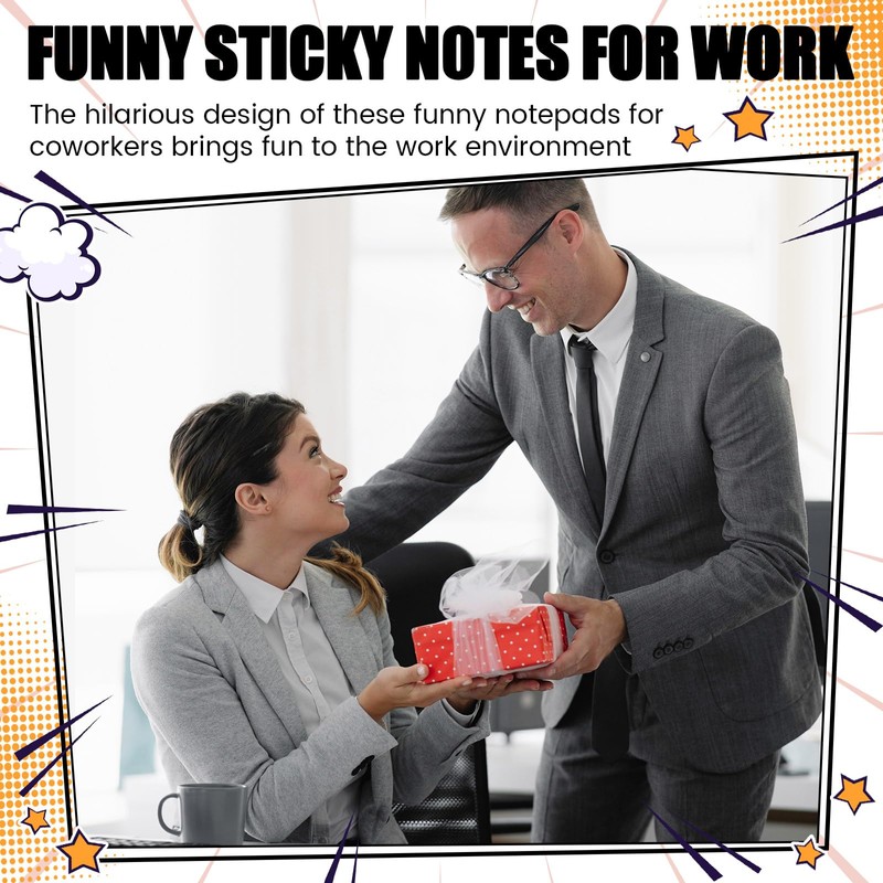 Saypacck 12 Pcs Funny Sticky Notes for Work 4x3 Inches