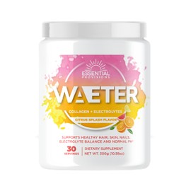 Essential Provisions WAETER | Collagen & Electrolyte Hydration Powder | Sugar Free | Non-GMO | Gluten Free | Paleo | Soy Free | Dairy Free | Grass-Fed & Pasture Raised | 30 Servings - Citrus Splash