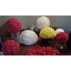 Lightingsky 3 x 1.6 x 3 inches DIY Real Touch 3D Artificial Foam Rose Head Without Stem for Wedding Party Home Decoration (100pcs, Red)