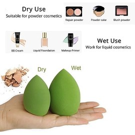BWI Esponjas de Maquillaje para Base 4 Pack con Estuche ; Beauty Blenders para makeup; Esponja Facial Suave y sin Látex para Líquido, Cremas y Polvos (Green)