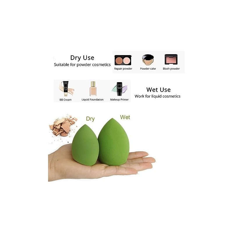 BWI Esponjas de Maquillaje para Base 4 Pack con Estuche