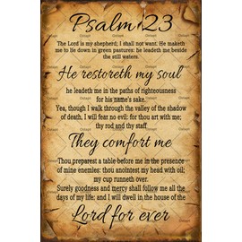 Ostapt The Lord Is My Shepherd Scripture Bible Verse Christian Bible Quotes Retro Vintage Metal Plaque Funny Garden Poster For Home Living Room Bedroom Office outdoor Wall Decor 8x12 Inch