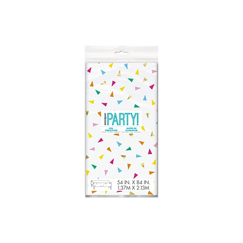 Unique 26193 Plastic Foil Tablecloth-2.13 m x 1.37 m-Bright Triangle
